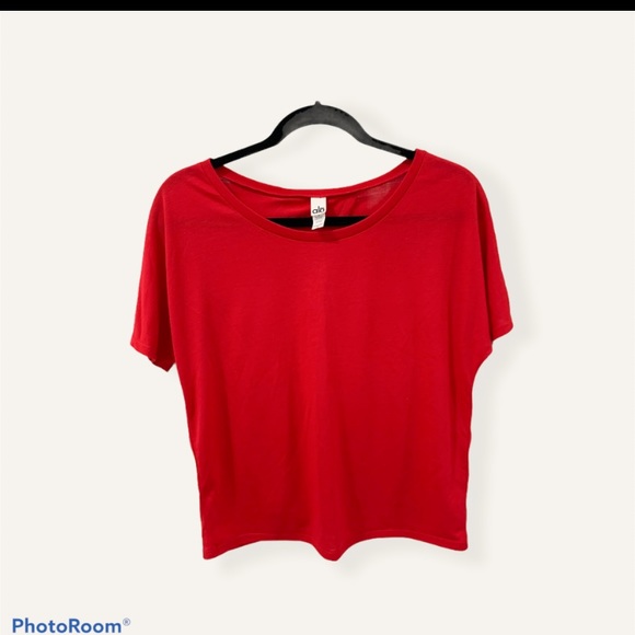 •Alo Yoga• Red Scoop Neck Open back top Sz M! - Picture 3 of 8